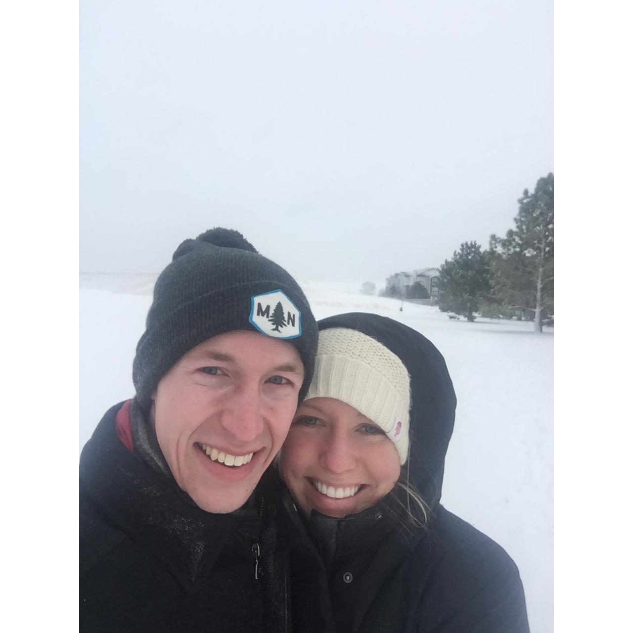 This is the day we got engaged in the middle of the Bomb Cyclone!