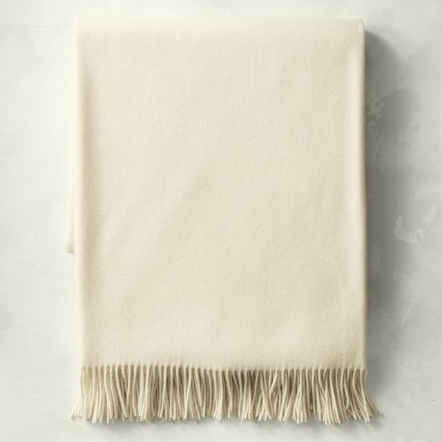 European Solid Grand Cashmere Throw, 72" x 80", Ivory