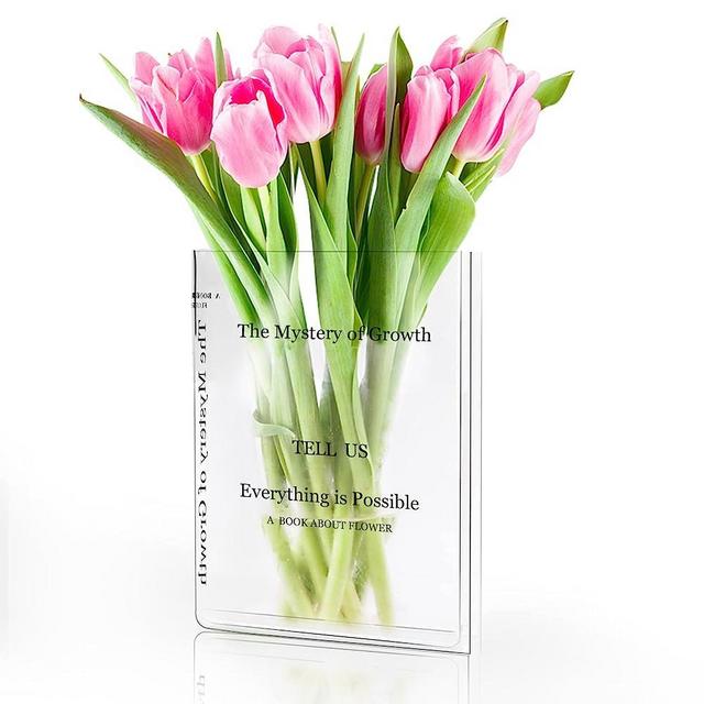 Book Vase Flower Vase, Book Vase for Flowers Aesthetic Room Decor - Transparent Artistic and Cultural Flavor Decorative Book Flower Vase Vases for Flowers (Book Vase Flower Vase)
