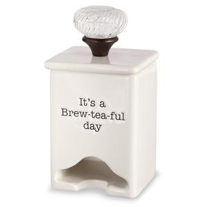 Mud Pie 4771009 Ceramic Tea Bag Caddy, White