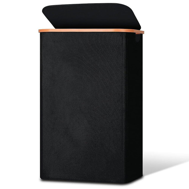 Vincona Slim Laundry Basket with Lid, Narrow Dirty Clothes Hampers for Laundry with Handle, Skinny Laundry Bin for Laundry Room, Dorm, Bedroom and Bathroom, 26.4 Gallon (100L) Black