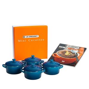 Le Creuset - Set of 4 Mini Cocottes with Mini-Cocotte Cookbook