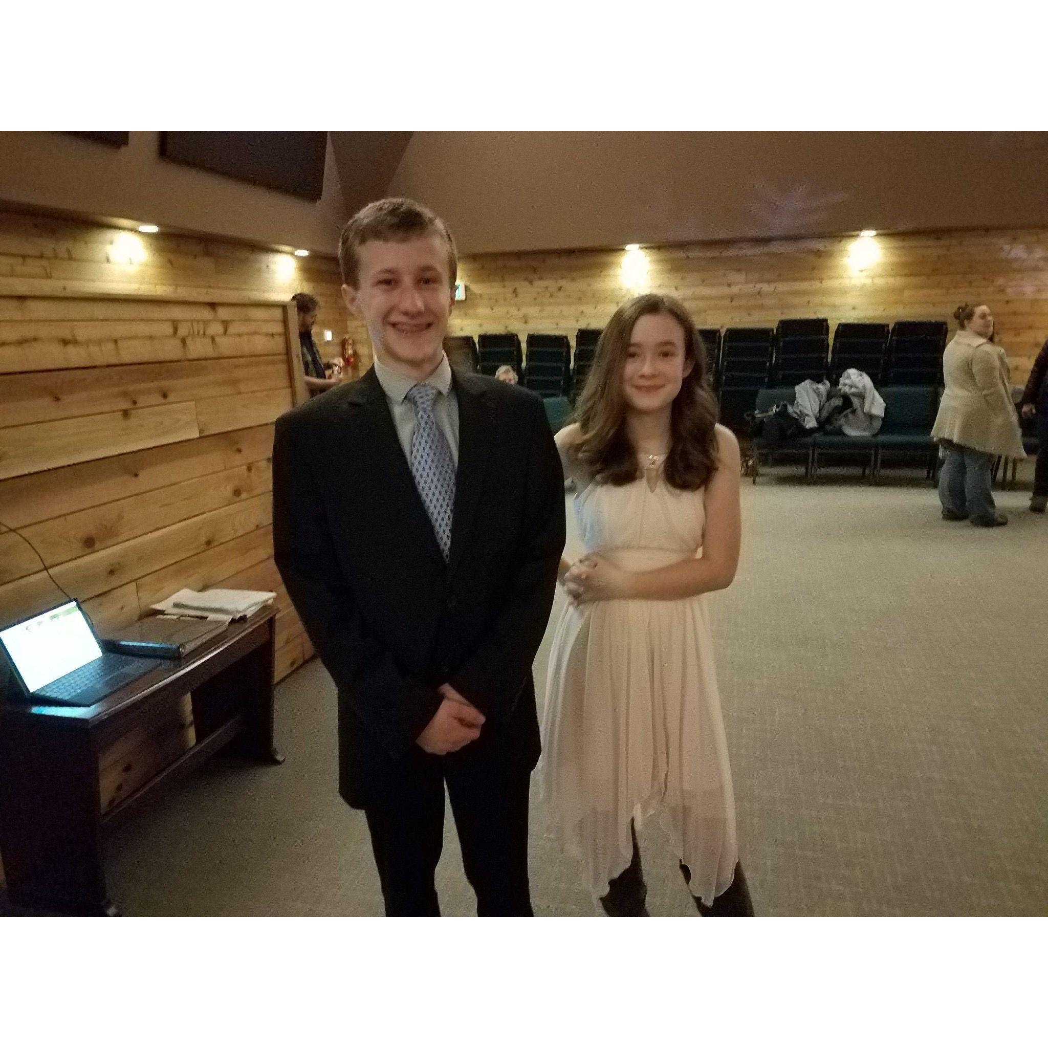 This is the very first picture of me and Grant at a homeschool dance when I was in 7th grade. Best dance partner ever :)