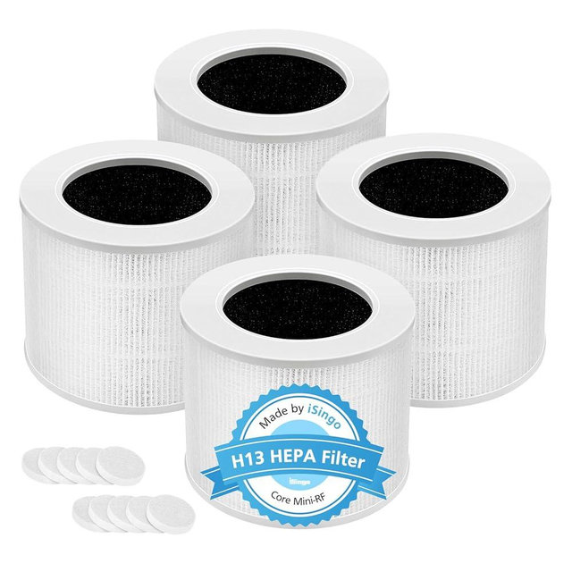 4 Pack Core Mini H13 True HEPA Replacement Filter for LEVOIT Core Mini Air Purifiers, 3-in-1 Core Mini-RF Filter Replacement