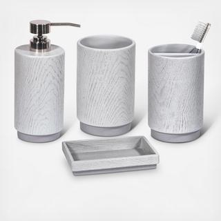 Grey Wood 4-Piece Bath Accessories Set