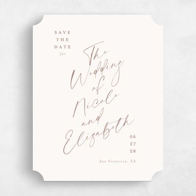 Beige Ticket Wedding Save the Date - Anerley Portrait