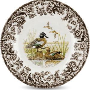 Spode Woodland Blue-Winged Teal Dinner Plate - 10.5 Inch Fine Earthenware - 1831 British Flowers Border, Dishwasher, Microwave, Freezer & Warm Oven Safe - Wildlife Thanksgiving Plate, Made in England
