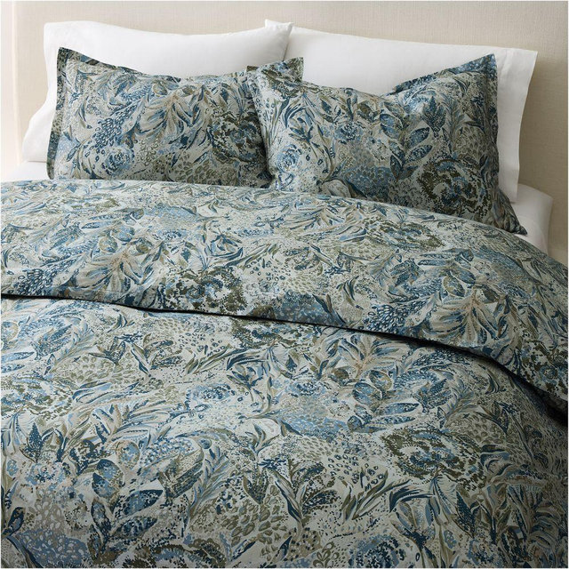 MTO Adie Botanical Full/Queen Duvet, Arctic Blue