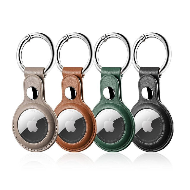 Leather Airtag Holder, LETREEN AirTag Case with Keychain, 4 Pack Anti-Scratch Air Tag Holder AirTags Key Ring Cases Tags Chain Apple AirTag GPS Item Finder Tracker