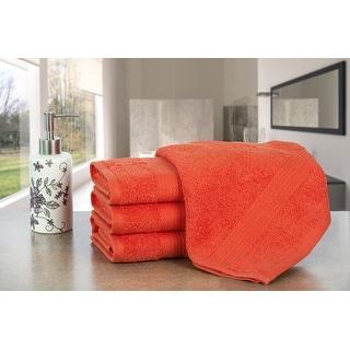 Hand Towels for Bathroom Cotton 600 GSM 18X28 Inch by Ample Decor - 4 Pcs - Black
