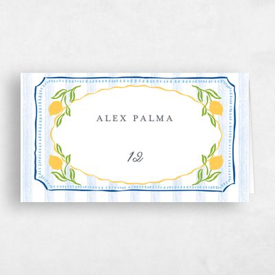 Lemon, Blue Wedding Place Card - Jardine