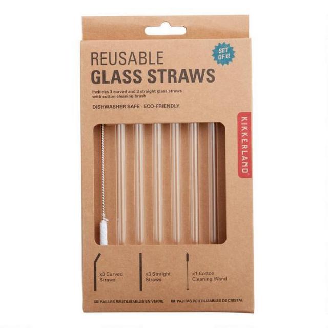 Kikkerland Glass Reusable Straws 6 Pack