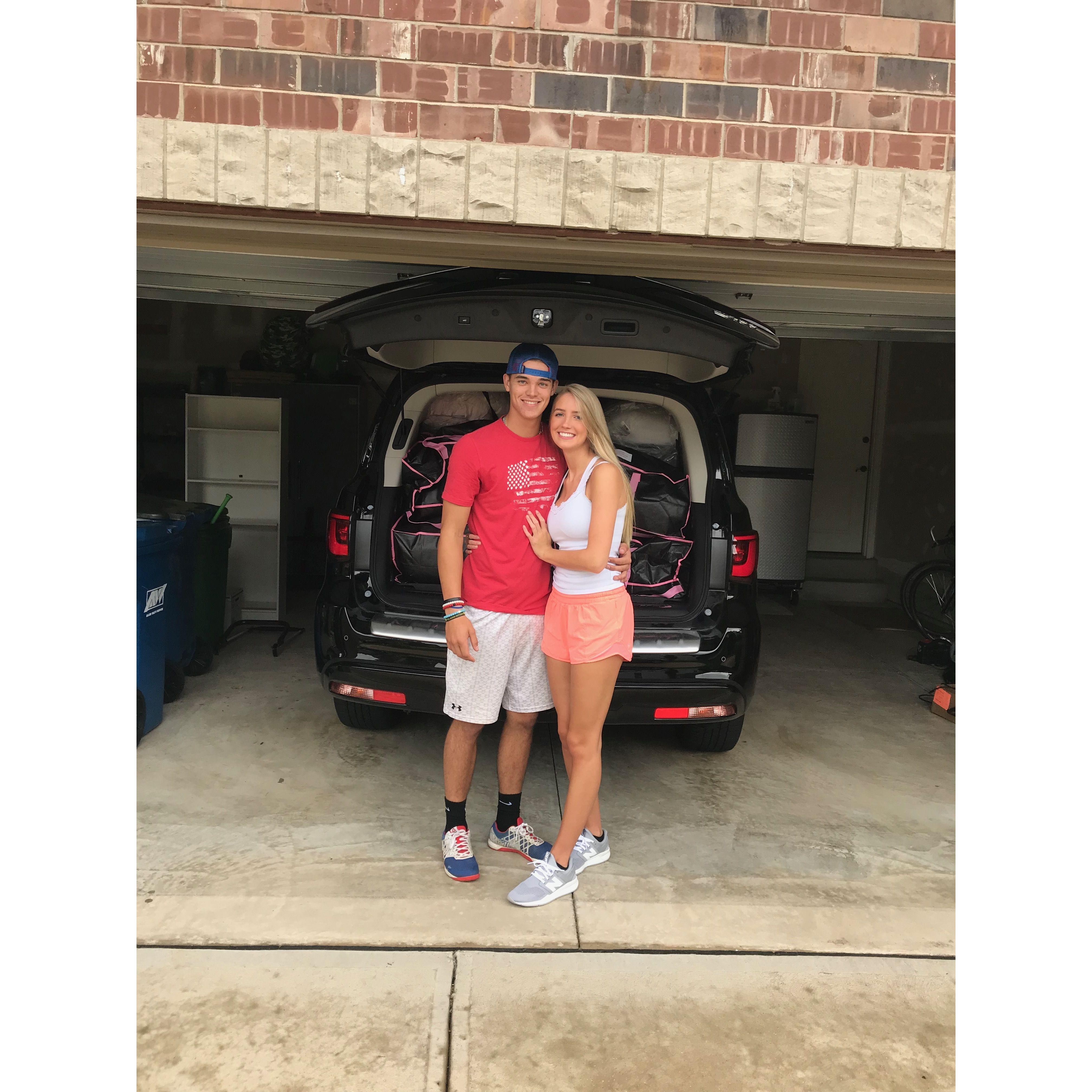 8/15/2018: Helped pack the car and we said goodbyes! My mom and I drove to KC to move into the dorms and start college.