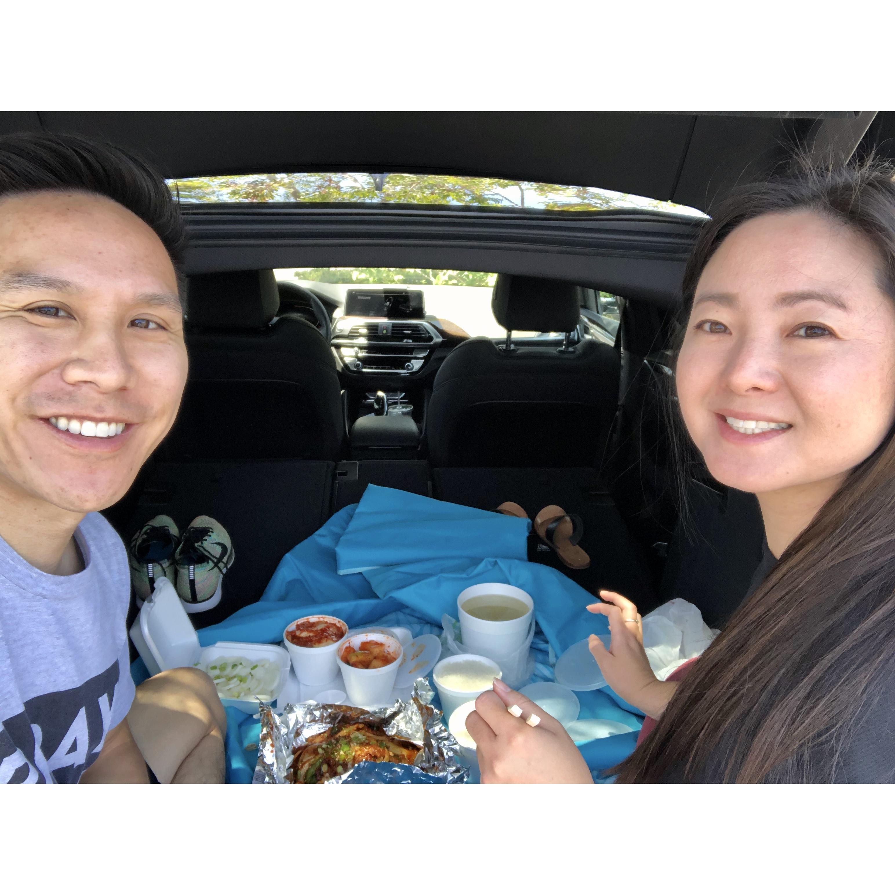 Pandemic dating also means takeout to eat in your car