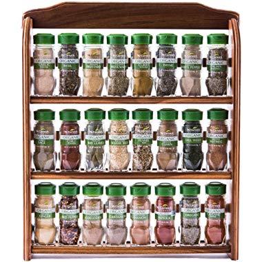 McCormick Gourmet Three Tier Wood 24 Piece Organic Spice Rack (Spices Included, 3 Spice Rack Shelves, 24 Herbs & Spices), 27.6 oz