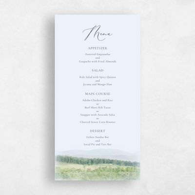 Light Sky, Blue Wedding Menu - Meadowlark