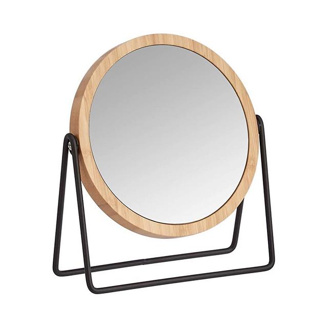 AmazonBasics Vanity Mirror with Bamboo Rim - 1X/5X Magnification