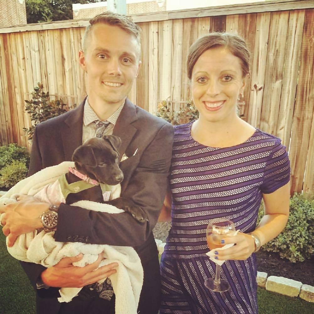 At a wedding with puppies!
