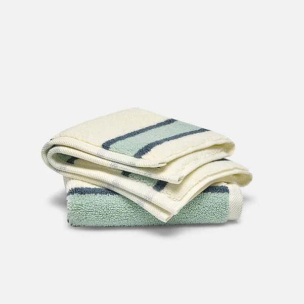 Super-Plush Turkish Cotton Washcloths Striped Silver Sage