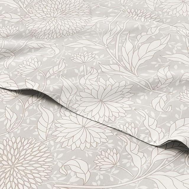 Floral Sheets - Beige Floral Bed Sheet Set - 1 Flat, 1 Fitted & 2 Pillowcases w/ Deep Pockets - Comfy, Wrinkle & Fade Free - Boho Botanical Bedding - Ultra-Soft, Breathable and Cooling - King Size