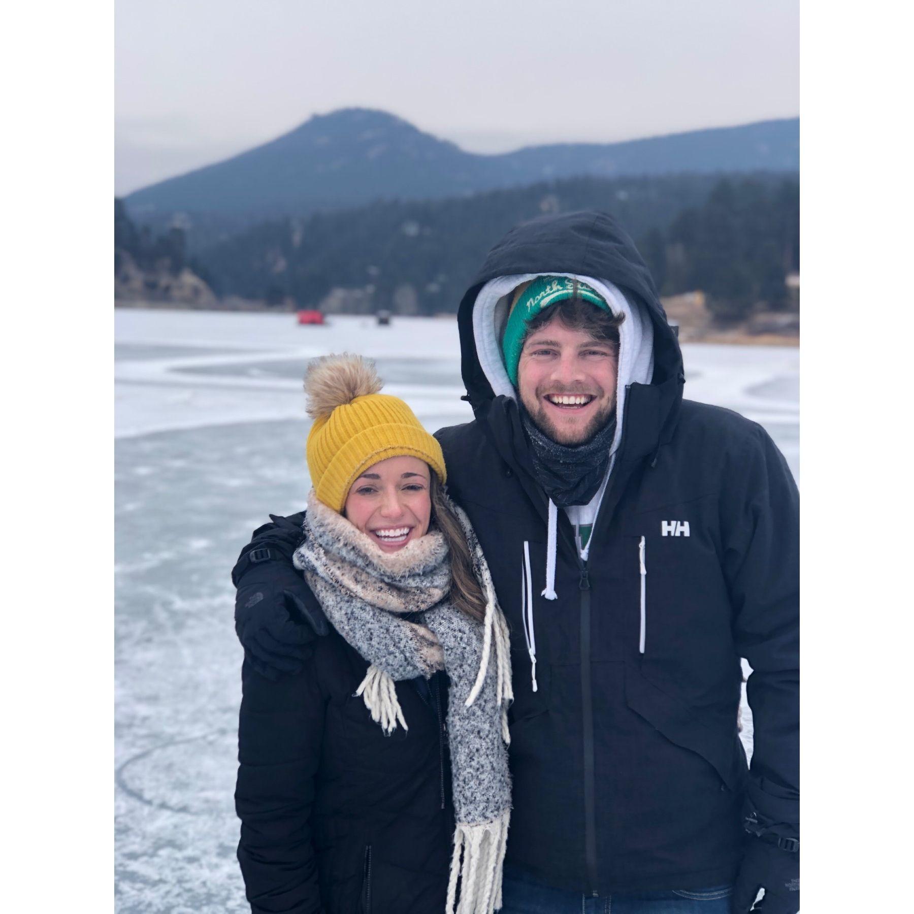 Below freezing ice skating at Evergreen lake