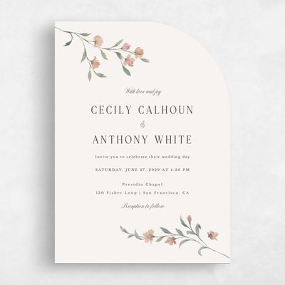 Beige Half arch Wedding Invitation - Bianca Portrait