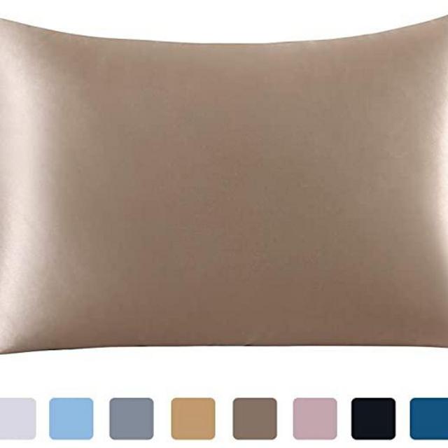 ZIMASILK 100% Mulberry Silk Pillowcase for Hair and Skin,with Hidden Zipper,Both Side 19 Momme Silk,600 Thread Count, 1pc (Queen 20''x30'', Taupe)