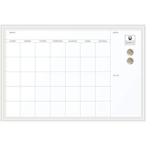 U Brands Magnetic Dry Erase Calendar Board, 30 x 20 Inches, White Wood Frame (2075U00-01)