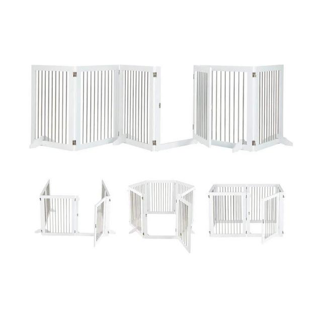 Wood Freestanding 6-Panel Dog Gate