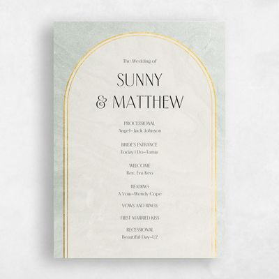 Soft Sage, Green Wedding Program - Dorado Foil