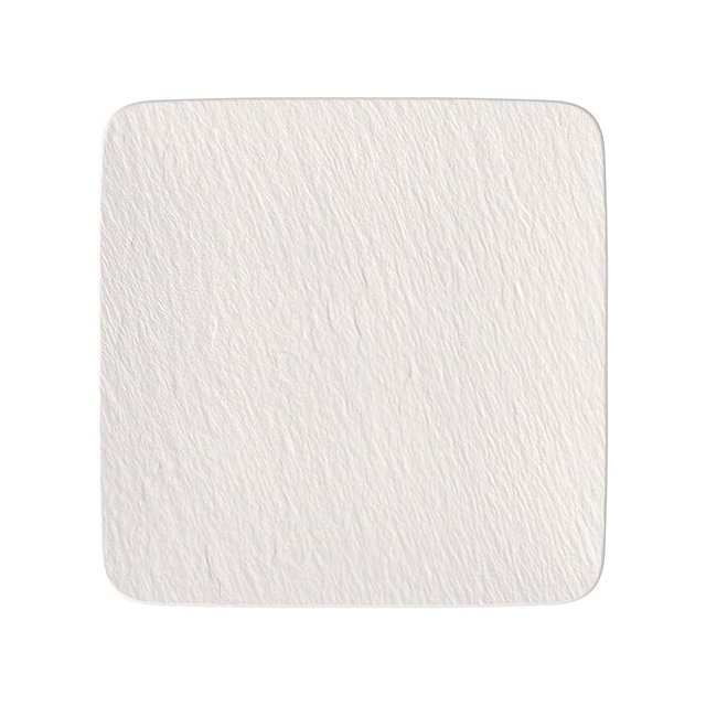 Villeroy & Boch Manufacture Rock Blanc Square Gourmet Serving Plate, Premium Porcelain, Made in Germany, Dishwasher Safe, White, 12.75 x .5 in