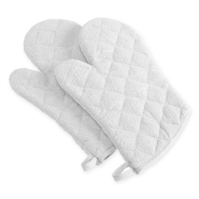 Design Imports Terry Oven Mitts in White (Set of 2)