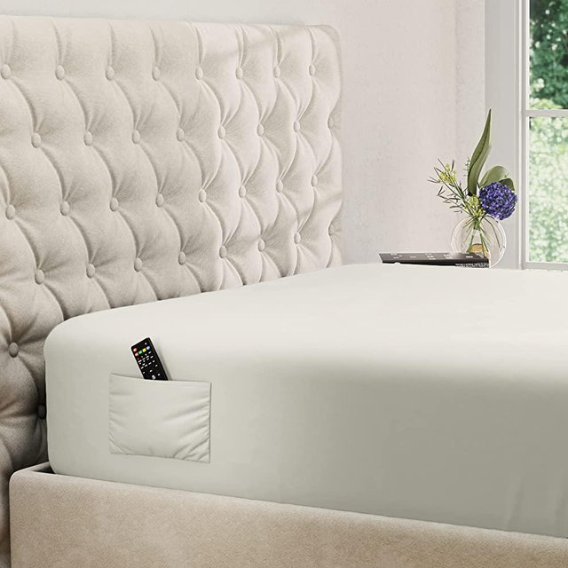 Fitted Sheet Deep Pocket Fitted Sheet Only Deep Pocket Bed Sheet Fitted Sheet Queen Size, Ivory