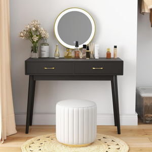 Small Black Desk with Drawers (Balck)