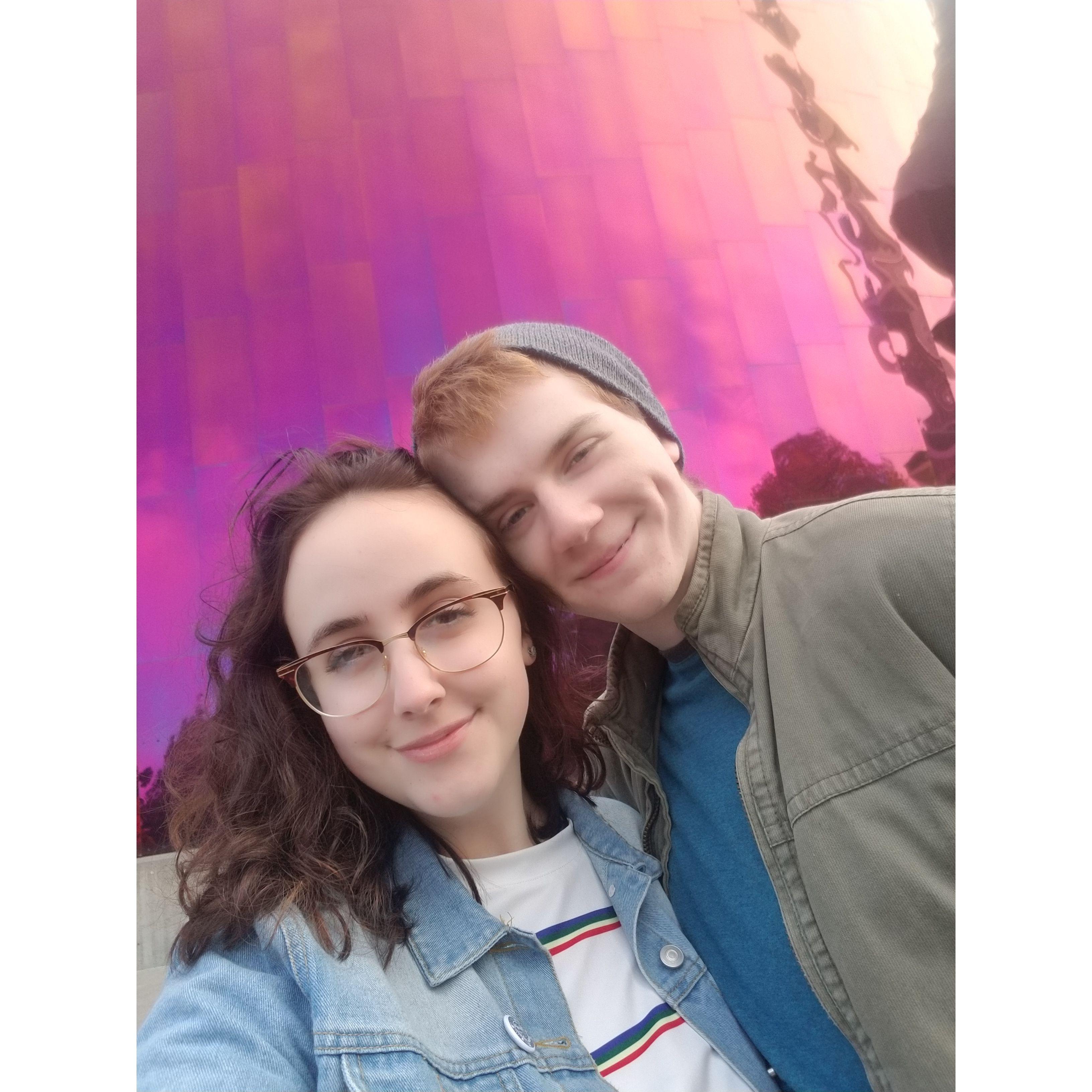 Ethan and Samantha's first ever "vacation" together was to Seattle, WA in 2018. This pic was captured outside the art museum!