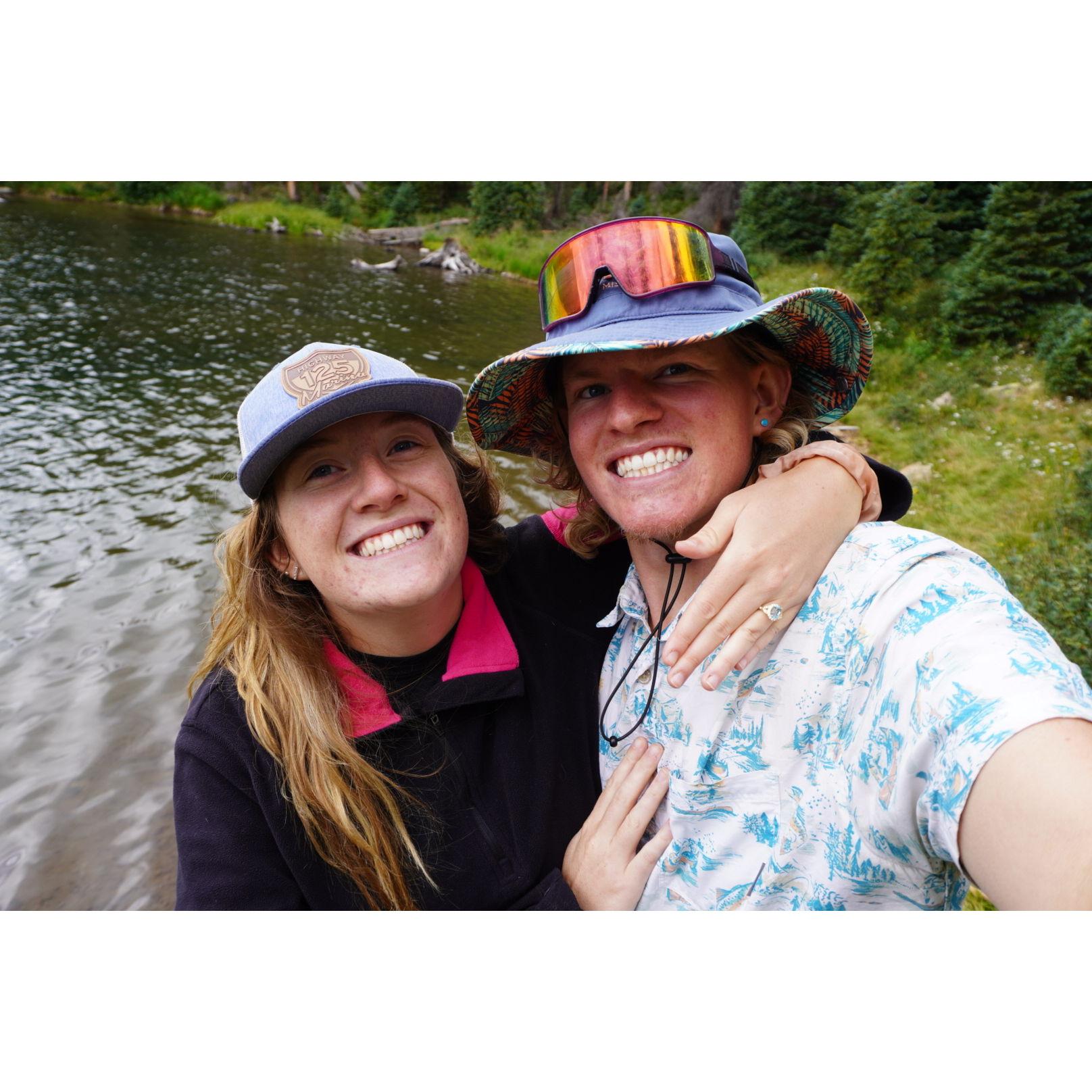 This was when Mike proposed on top of a mountain!