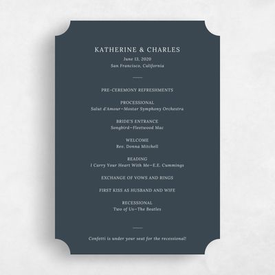 Blue Ticket Wedding Program - Stevens