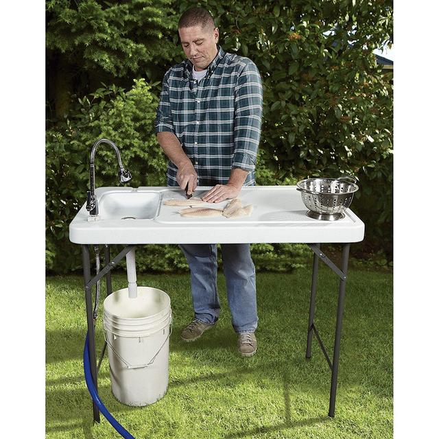 Ktaxon Portable Folding Table Fish Fillet Hunting Cleaning Cutting Camping Picnic Outdoor Gardening Table with Sink Faucet