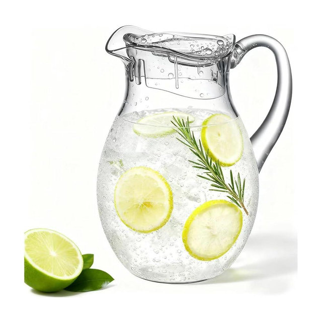 Clear Plastic Pitcher with Lid (72 oz), Tritan Water Pitcher with Handle, Fridge Jug, BPA-Free, Shatter-Proof, Great for Iced Tea, Sangria, Lemonade, Juice, Milk, and More