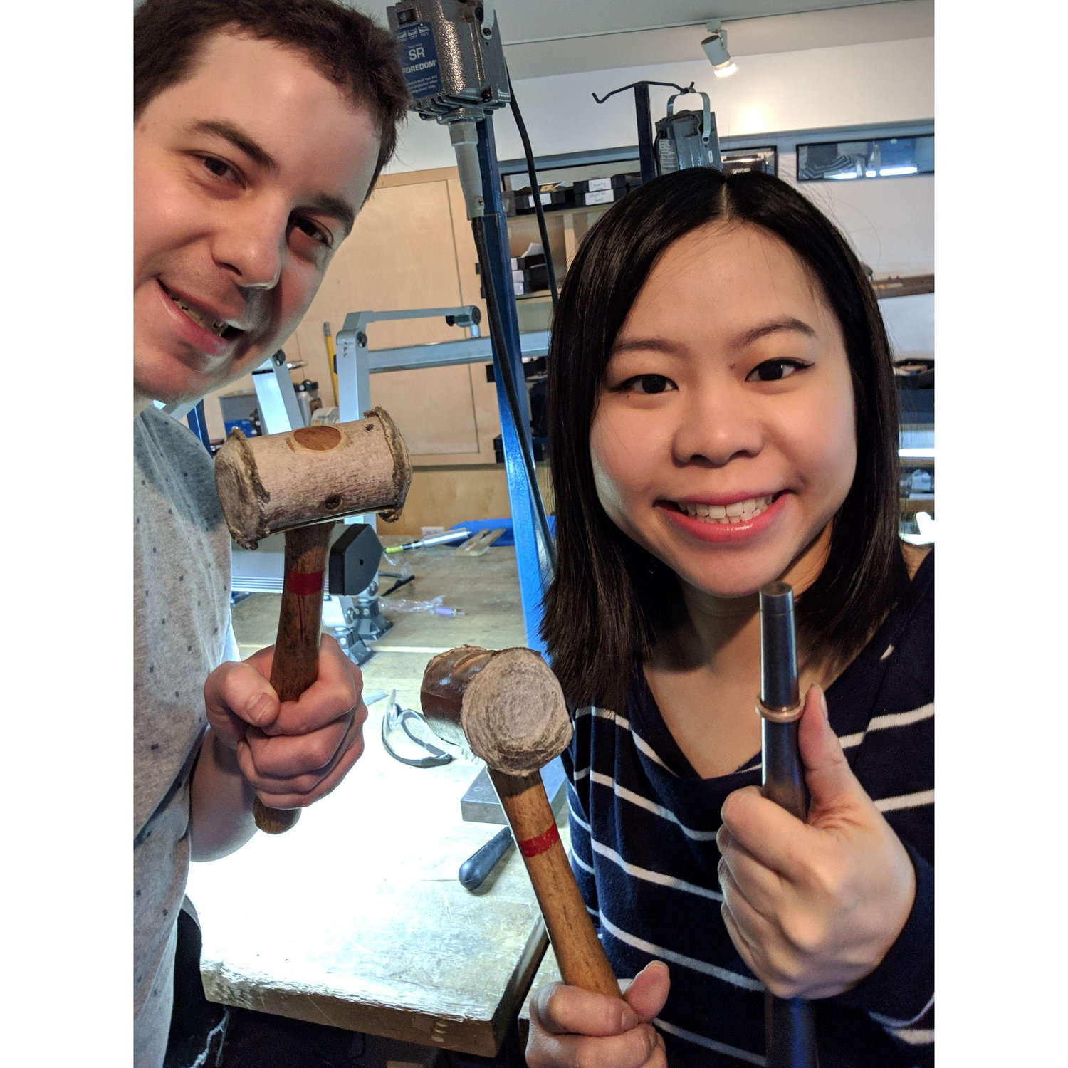 We went to a jewelry workshop in Brooklyn to make our wedding bands.