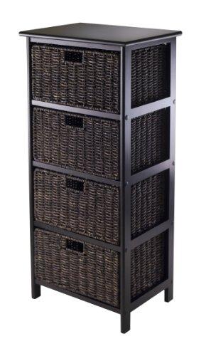 Winsome Omaha Storage/Organization, 4 Baskets, Black/Chocolate