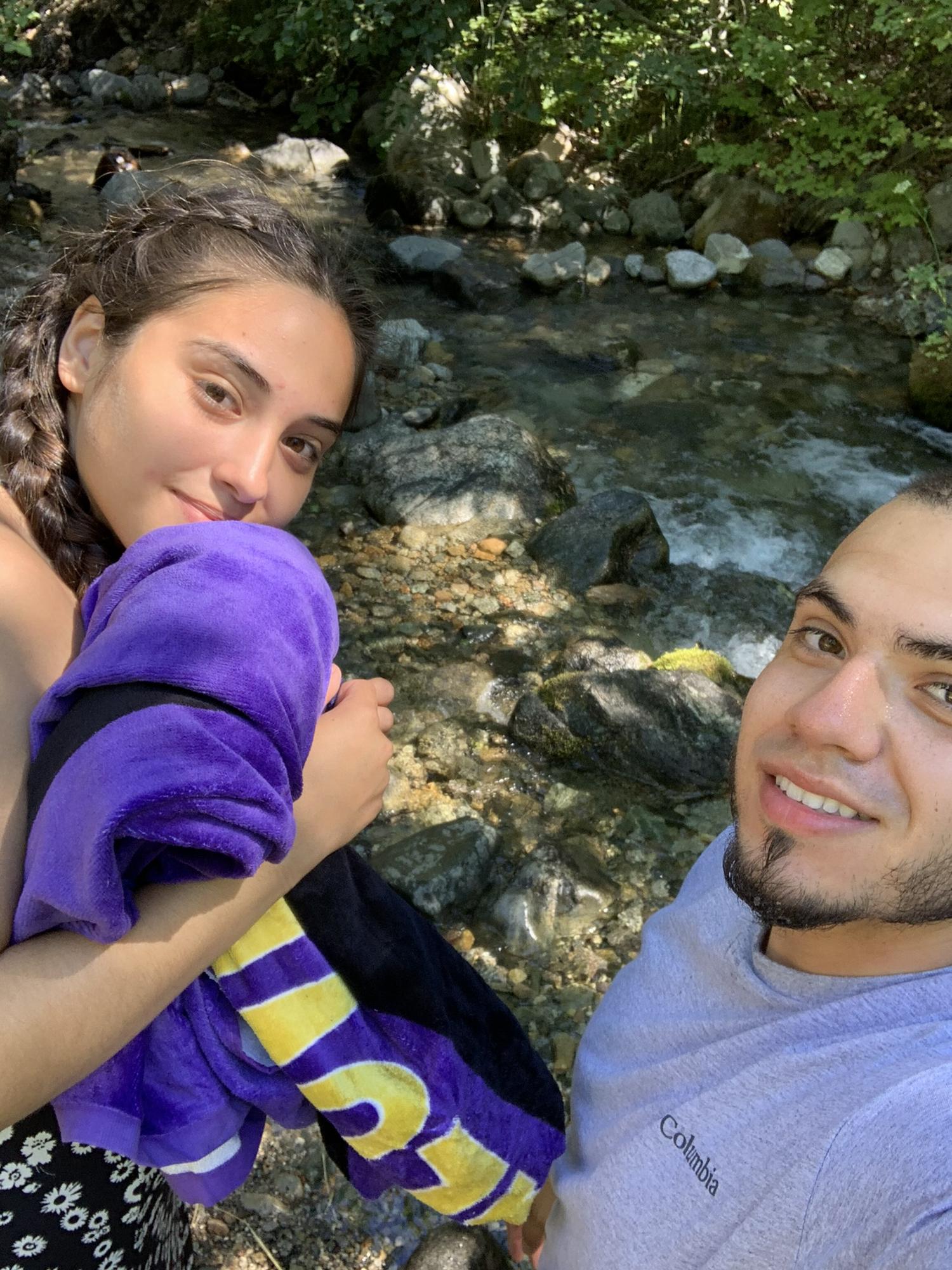 Washing our faces and bodies in a freezing cold river during camp🥶🏕