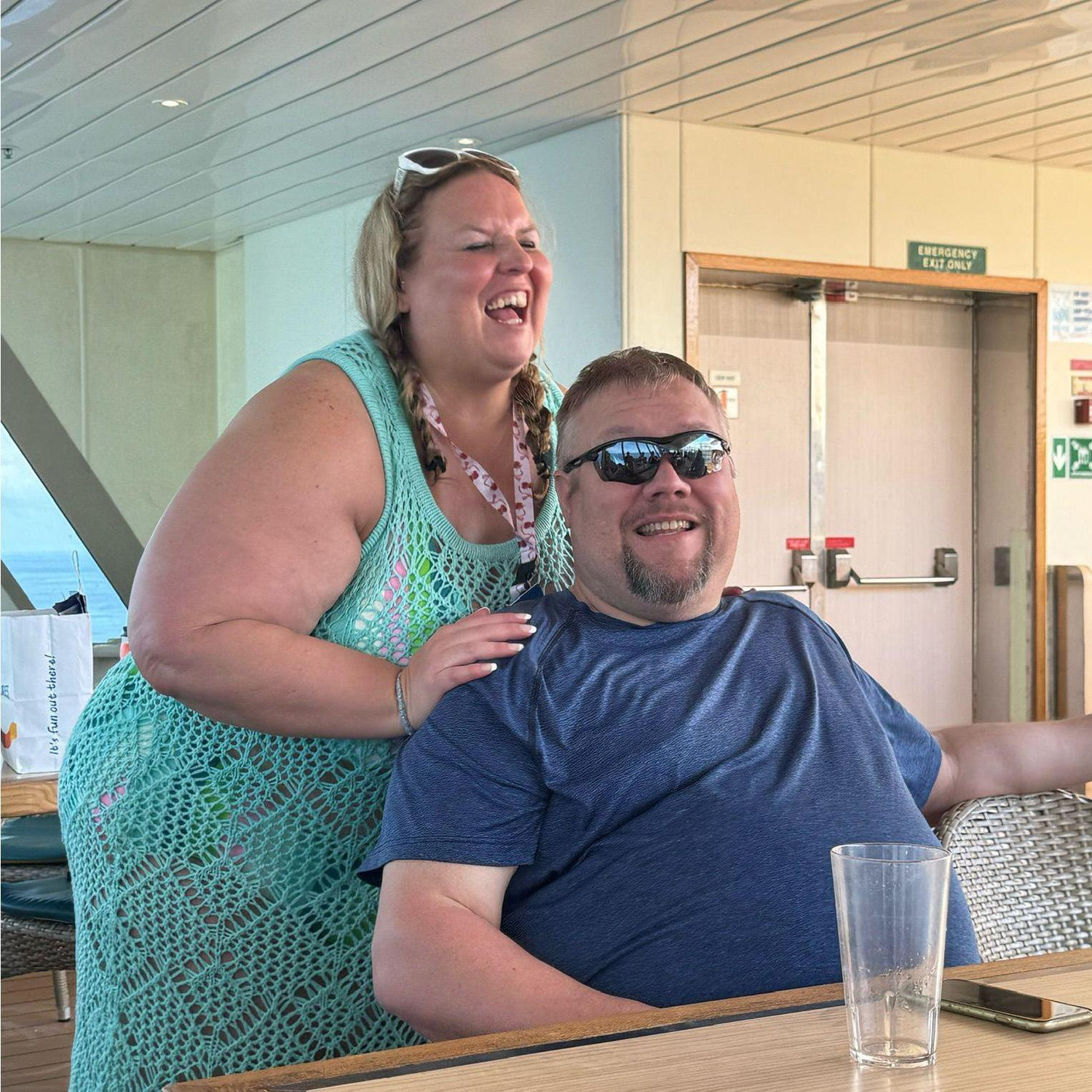 On our Cruise he shows how happy he is with me, but then we were talking about cake and he got happier.