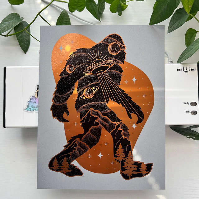 Bigfoot Handmade Foil Print