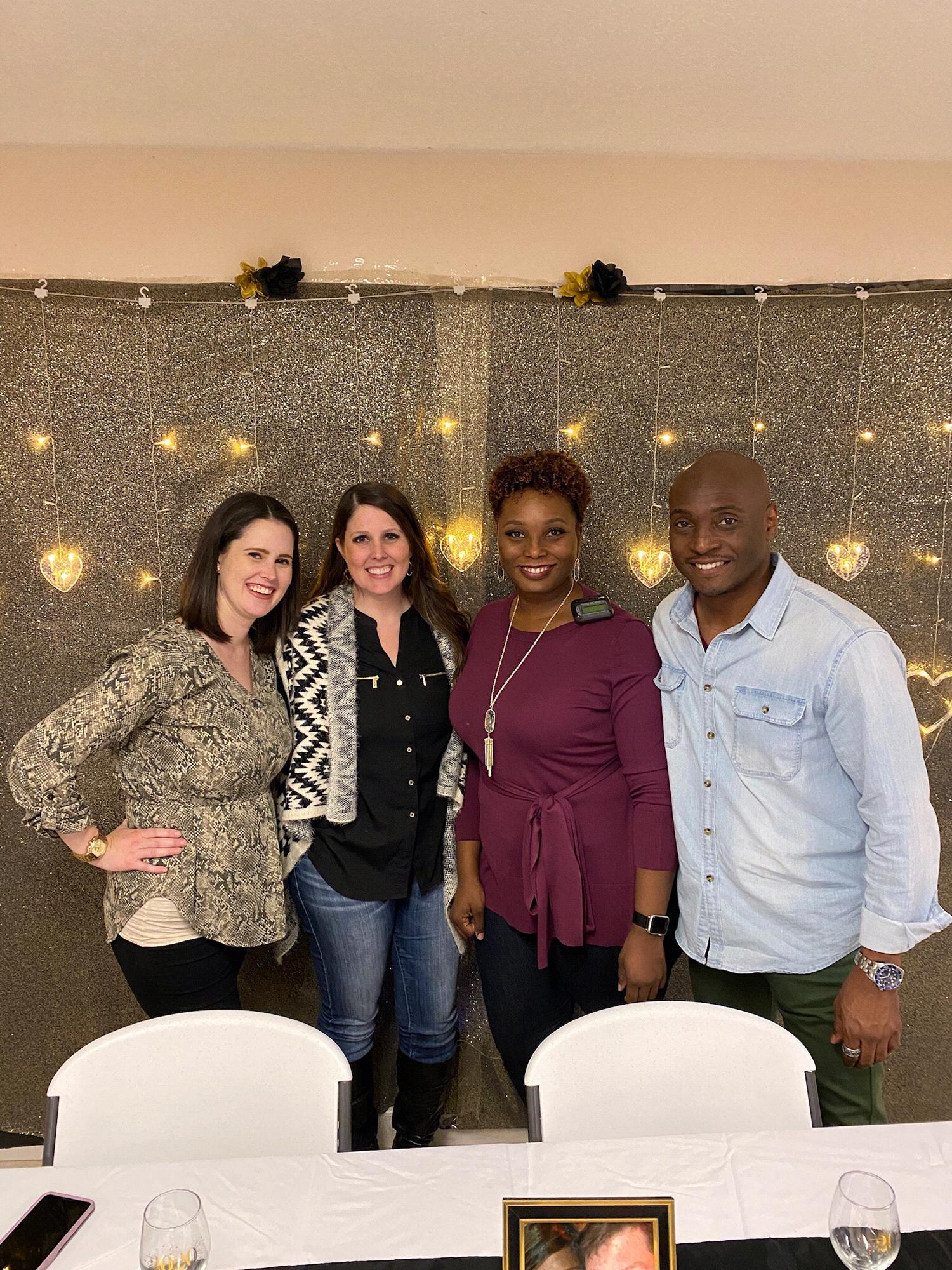 Celebrating engagement with our children.

From left to right: 
Kevin's daughters, Kalli and Kristin. 
Ilann's children Rebecca and Damon.