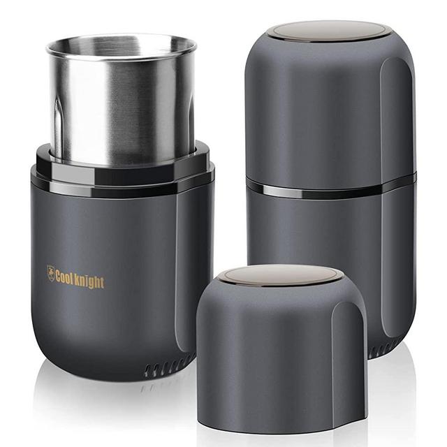 COOL KNIGHT Herb Grinder [large capacity/fast /Electric ]-Spice Herb Coffee Grinder with Pollen Catcher/- 7.5" (Grey)