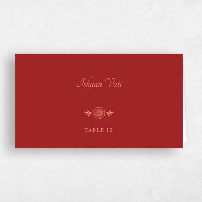 Dark Red Wedding Place Card - Sambac