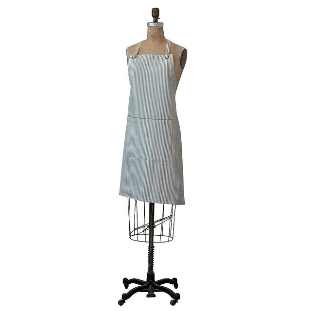Creative Co-Op Cotton Stripes, Multicolor Apron, One-Size, Ivory