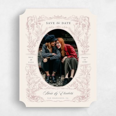 Pink Ticket Wedding Save the Date - Leonid Portrait