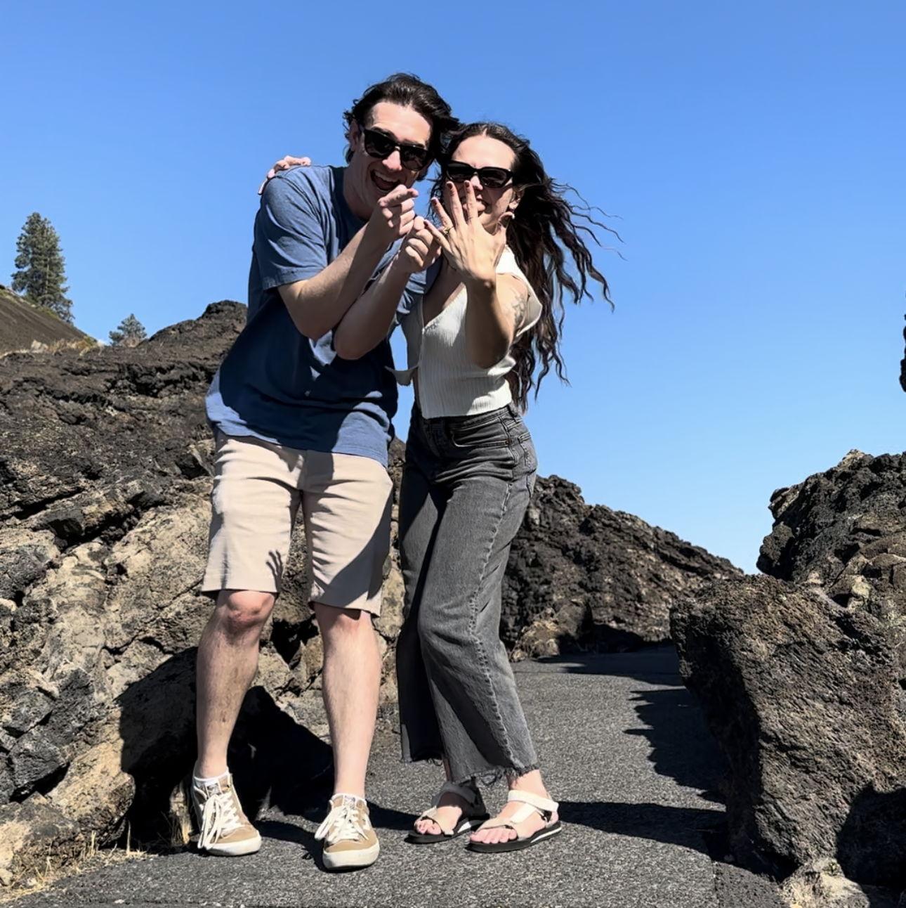 We got engaged in the lava fields outside of Bend, Oregon!